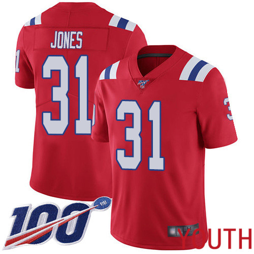 New England Patriots Football 31 100th Season Limited Red Youth Jonathan Jones Alternate NFL Jersey